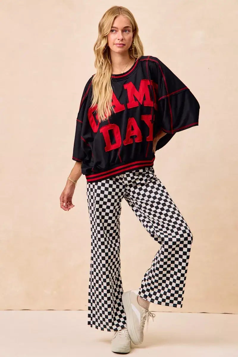 BiBi Gameday Theme Checkered Printed Pants - Printed Pants