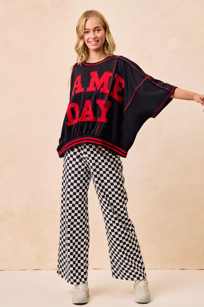 BiBi Gameday Theme Checkered Printed Pants - Printed Pants