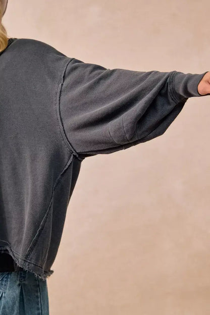 BiBi Mineral Washed French Terry Oversized Sweatshirt - Oversized Sweatshirt