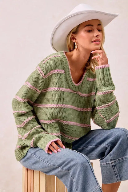 BiBi Striped Long Sleeve Sweater