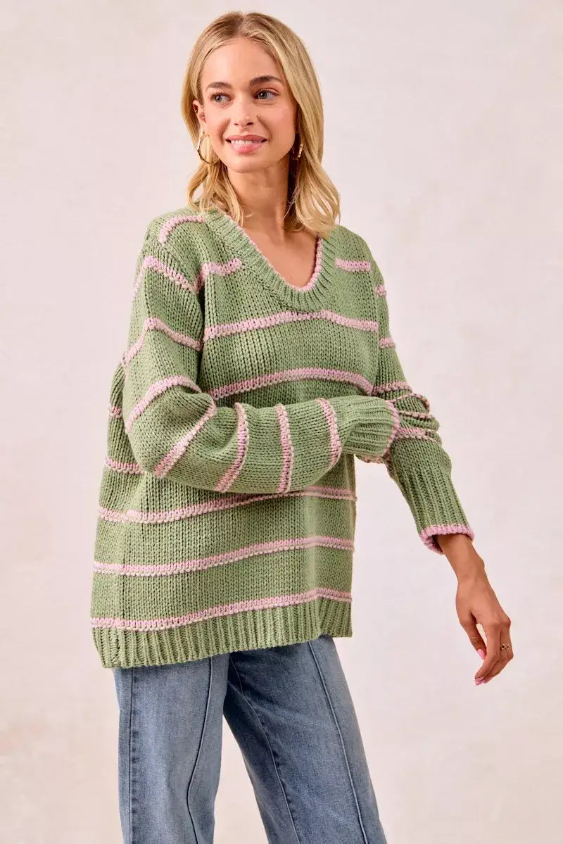 BiBi Striped Long Sleeve Sweater