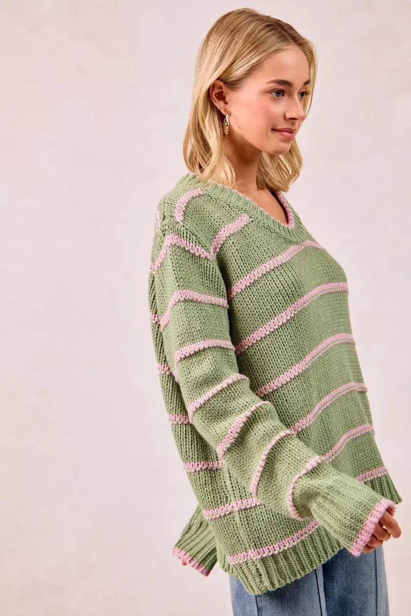BiBi Striped Long Sleeve Sweater