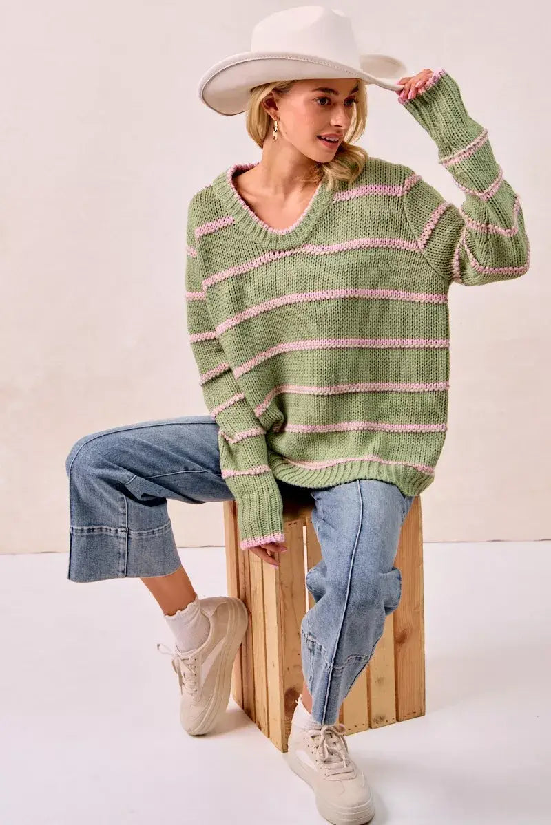 BiBi Striped Long Sleeve Sweater
