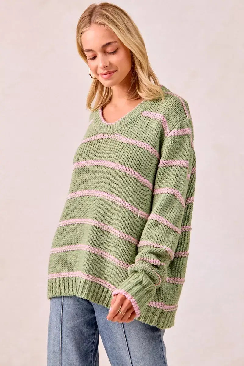BiBi Striped Long Sleeve Sweater