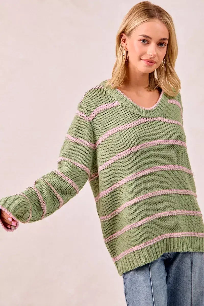 BiBi Striped Long Sleeve Sweater