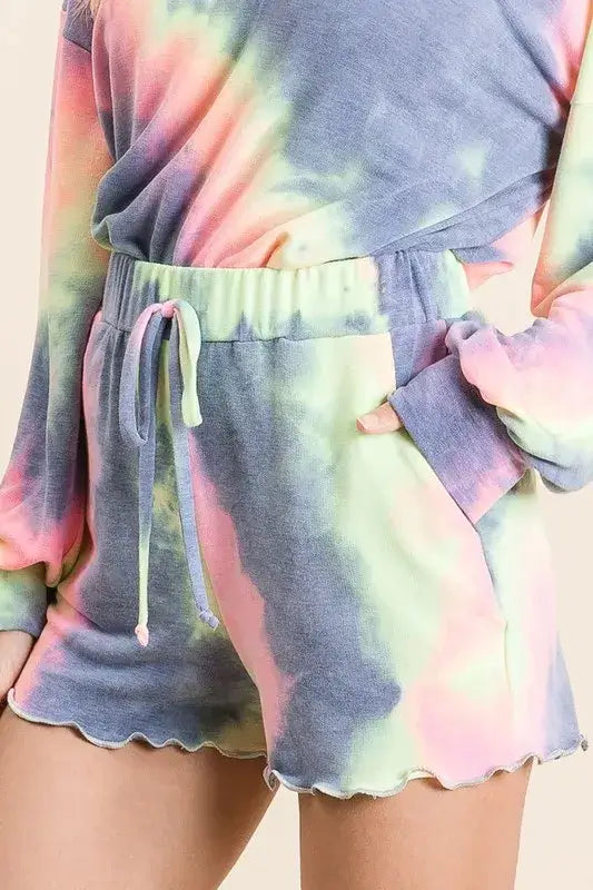 BiBi Tie Dye French Terry Top and Shorts Set
