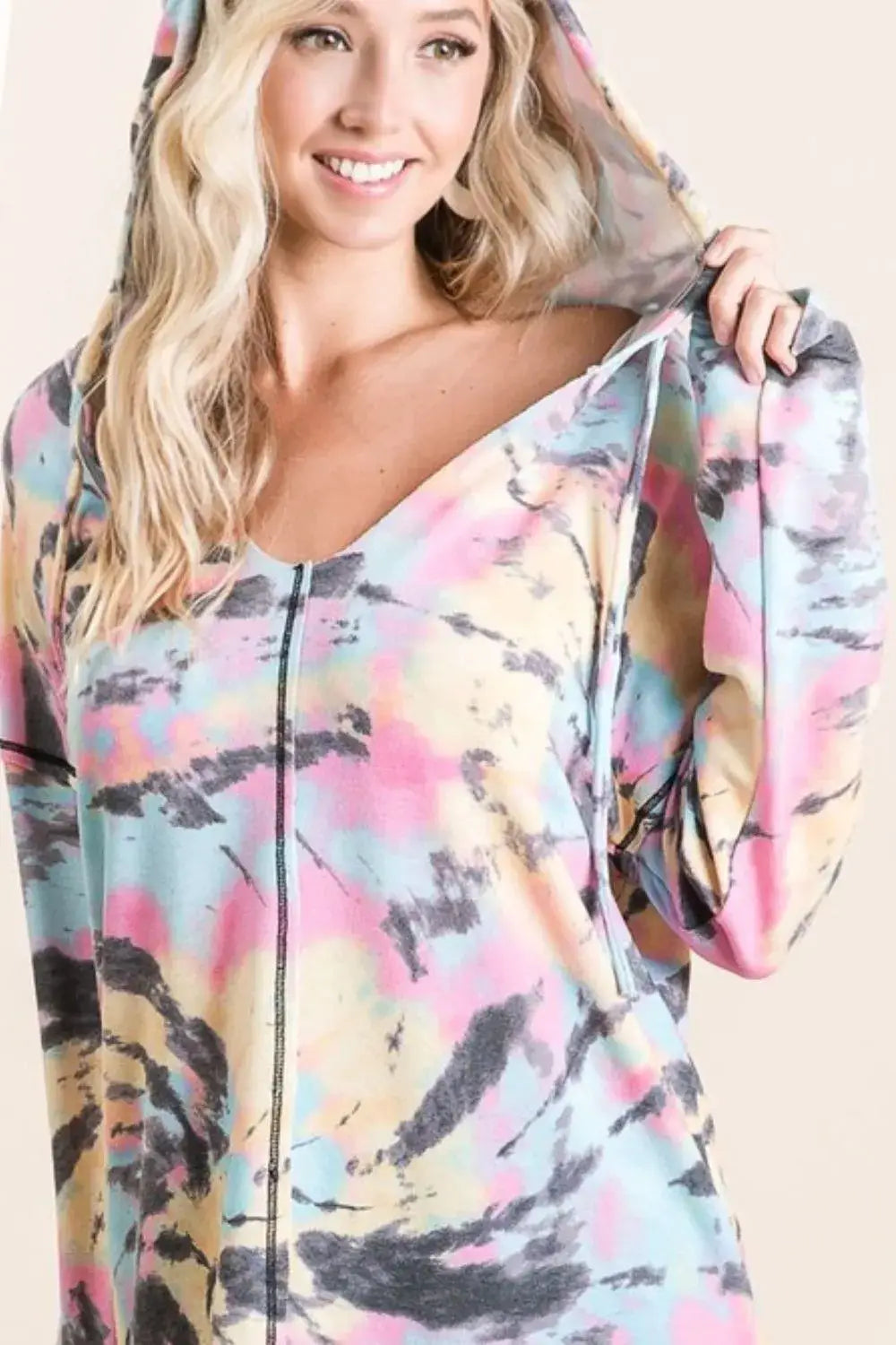 BiBi Tie Dye Print Terry Hoodie