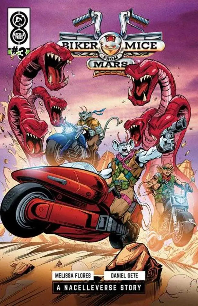 Comic book cover for Biker Mice From Mars #3 featuring Biker Mice characters