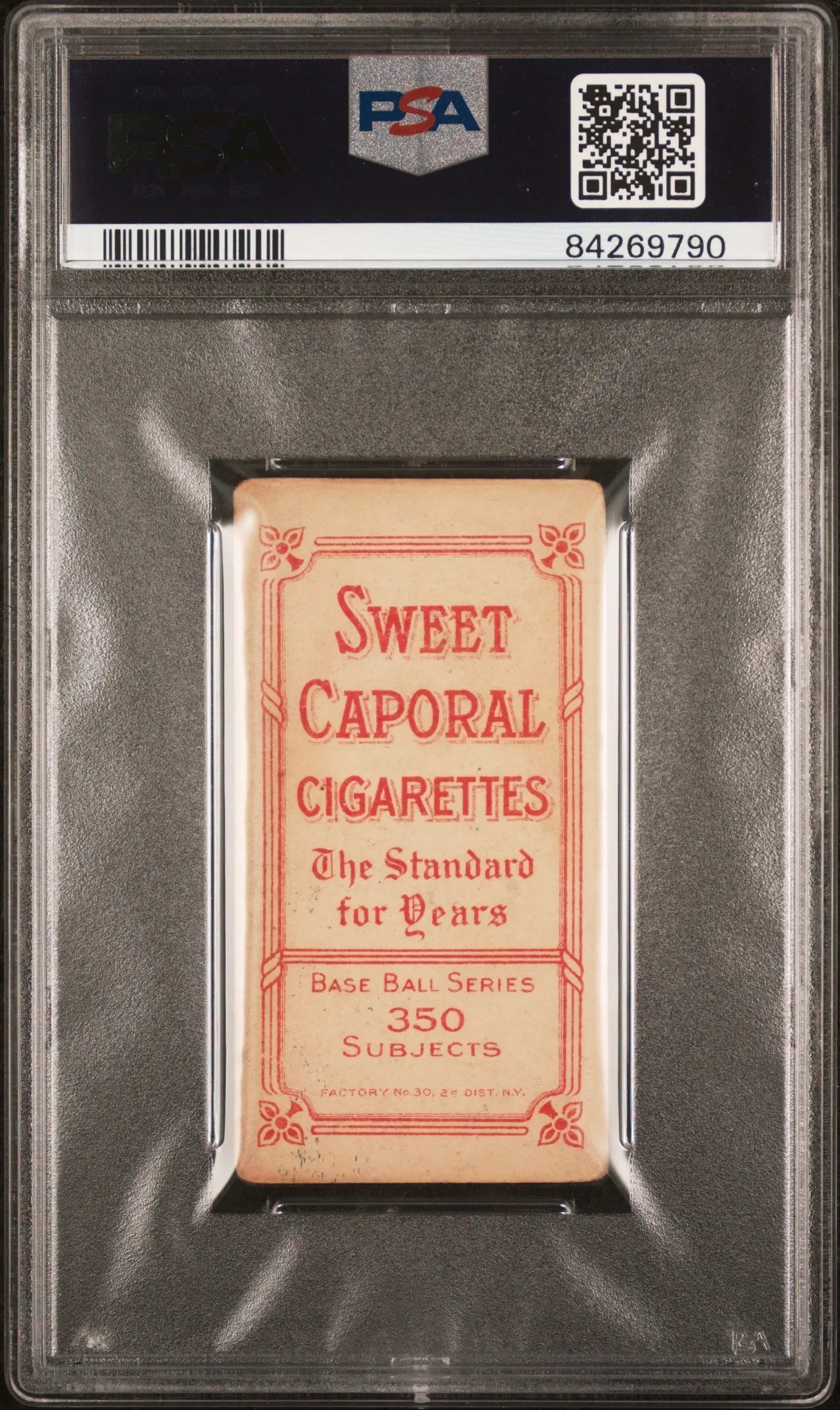 Vintage T206 Sweet Caporal cigarette pack graded PSA 2.5 in a protective holder
