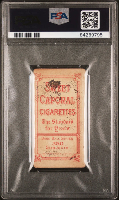 Vintage pink Sweet Caporal cigarette pack in PSA holder for T206 Sweet Caporal collectors