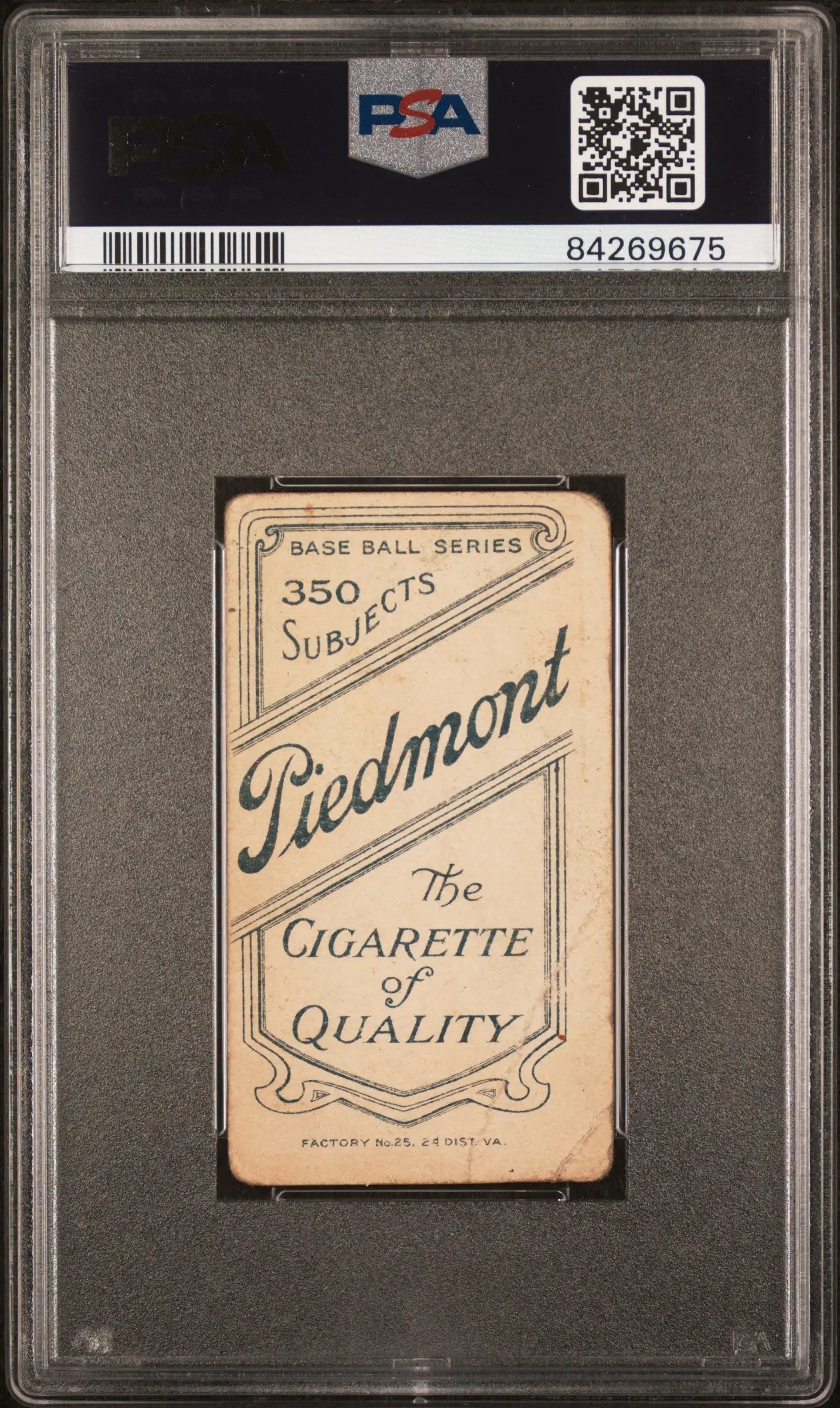 Vintage T206 Piedmont trading card featuring the Cigarette of Quality design