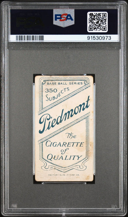 PSA-graded Bill Lattimore 1909-11 T206 Piedmont 350 trading card on white background