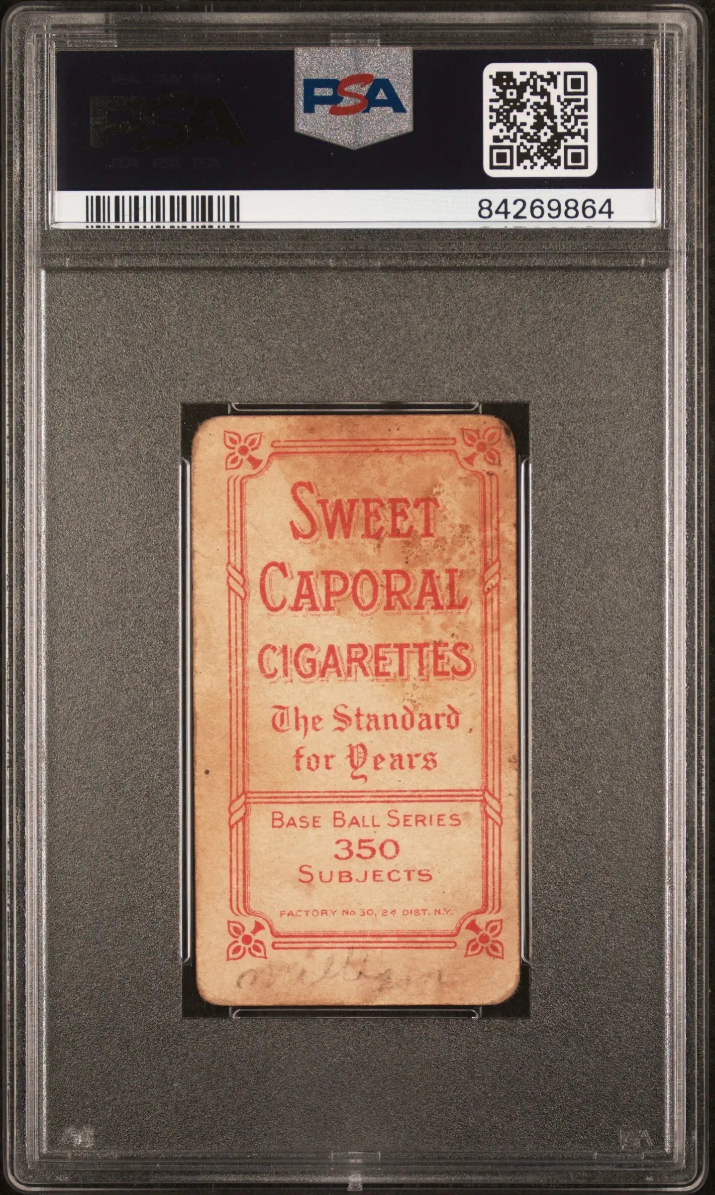 Vintage Sweet Caporal cigarette pack in PSA holder for T206 Sweet Caporal collection