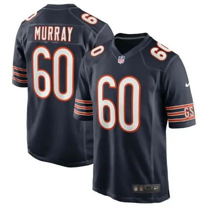 Two navy blue Chicago Bears Nike football jerseys with orange and white numbers