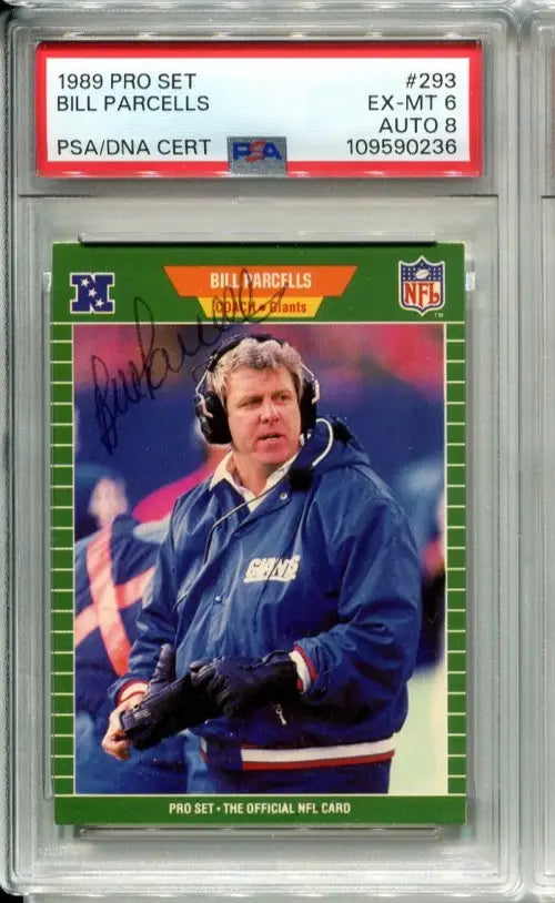 BILL PARCELLS Autographed Signed Auto 1989 PRO SET ROOKIE RC PSA 6 DNA NY Giants