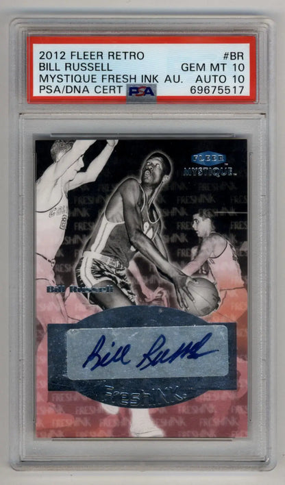 Bill Russell 2012-13 Fleer Retro Mystique Fresh Ink Auto PSA 10 Gem Mint Auto 10 - Singles