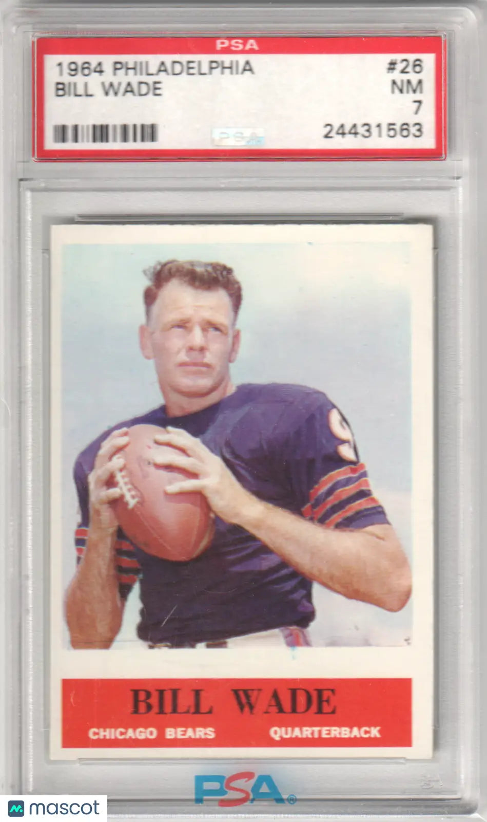 Columbia Hobby graded NM 7 1964 Philadelphia Bill Wade football card #26