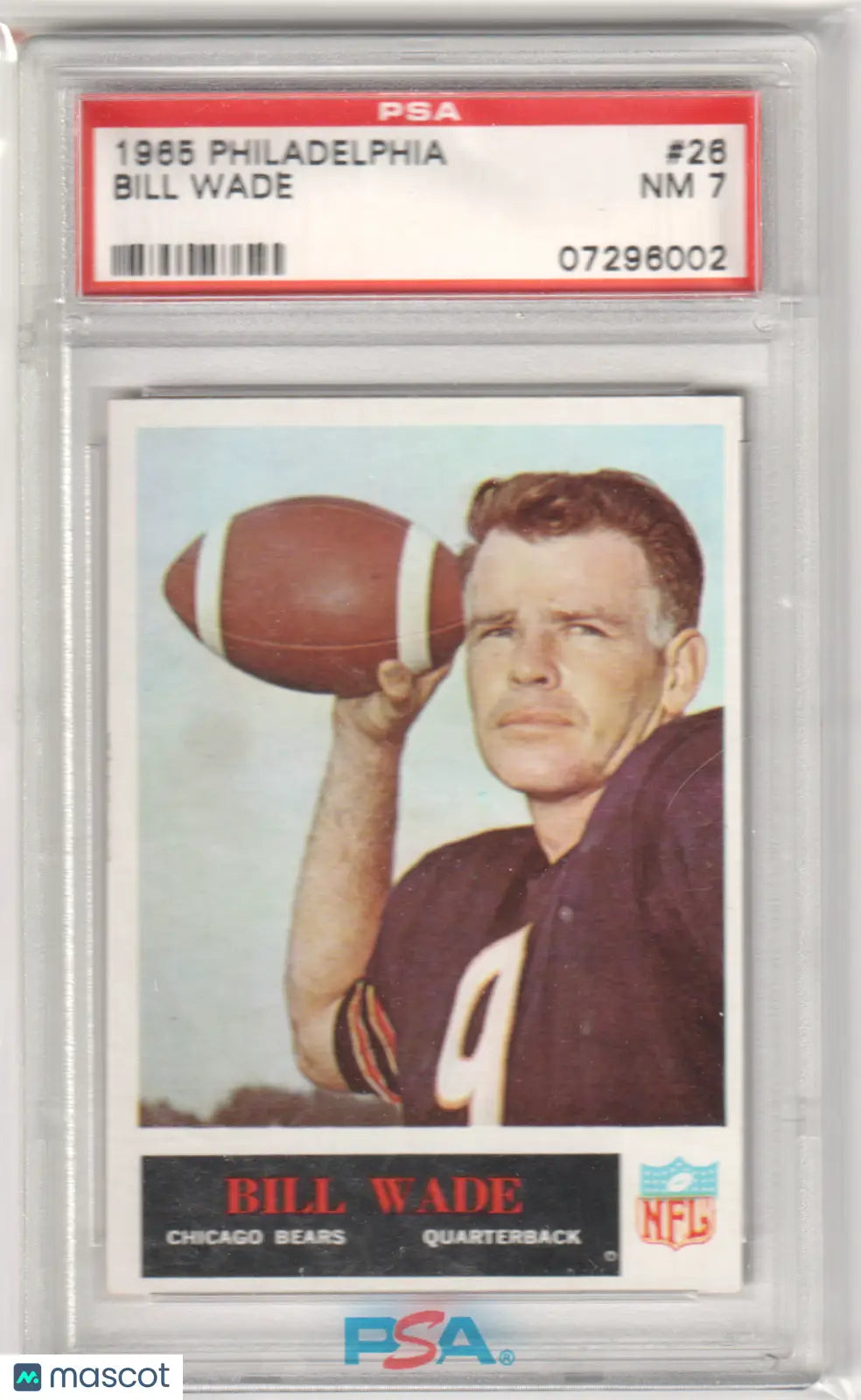 Columbia Hobby graded NM 7 1965 Philadelphia Bill Wade football card in product listing