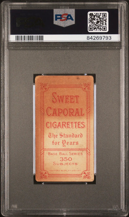 Billy Campbell T206 Sweet Caporal cigarette card in protective PSA graded case