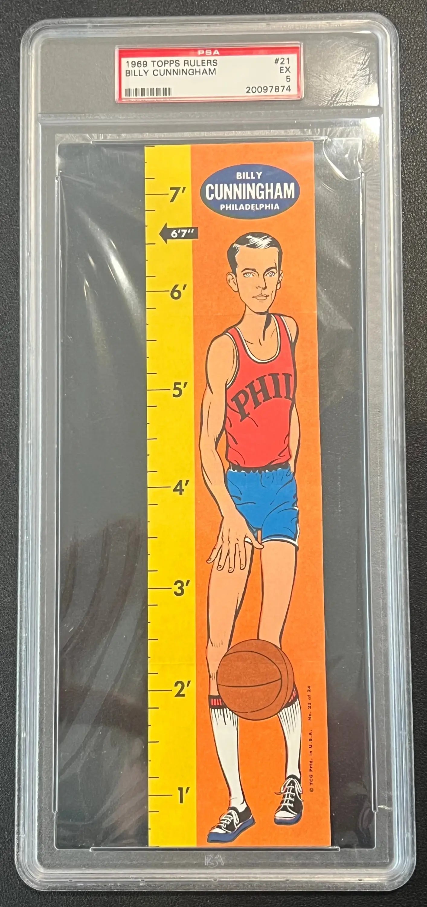 Graded Billy Cunningham Columbia Hobby Topps Rulers trading card 1969-70 76ers PSA 5