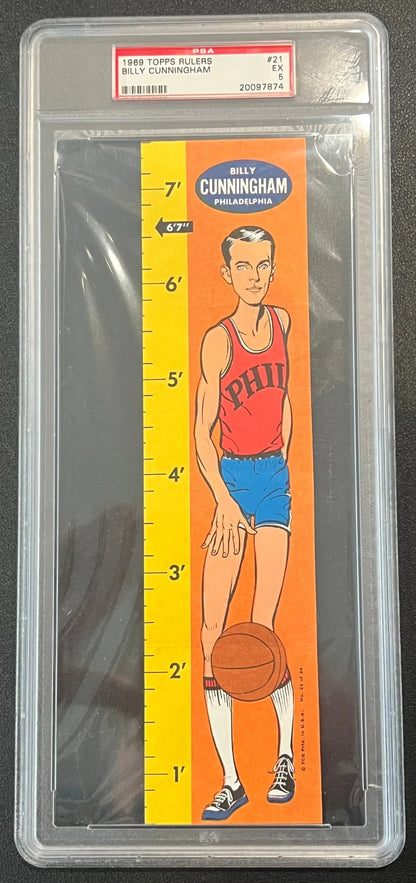 Graded Billy Cunningham Columbia Hobby Topps Rulers trading card 1969-70 76ers PSA 5