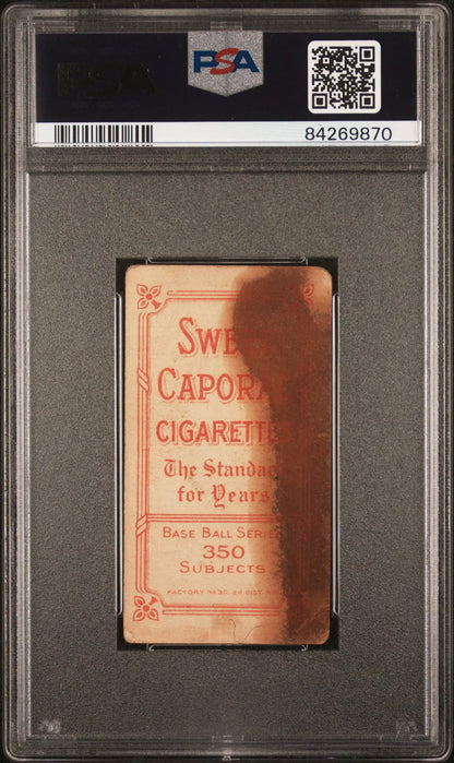 PSA-graded Billy Nattress T206 Sweet Caporal cigarette trading card in protective holder