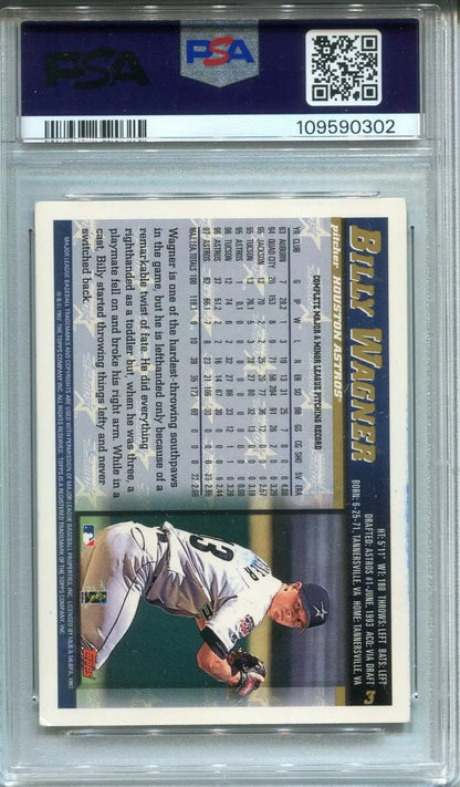 Graded Billy Wagner 1998 Topps baseball card PSA 4 autographed Astros Fireman