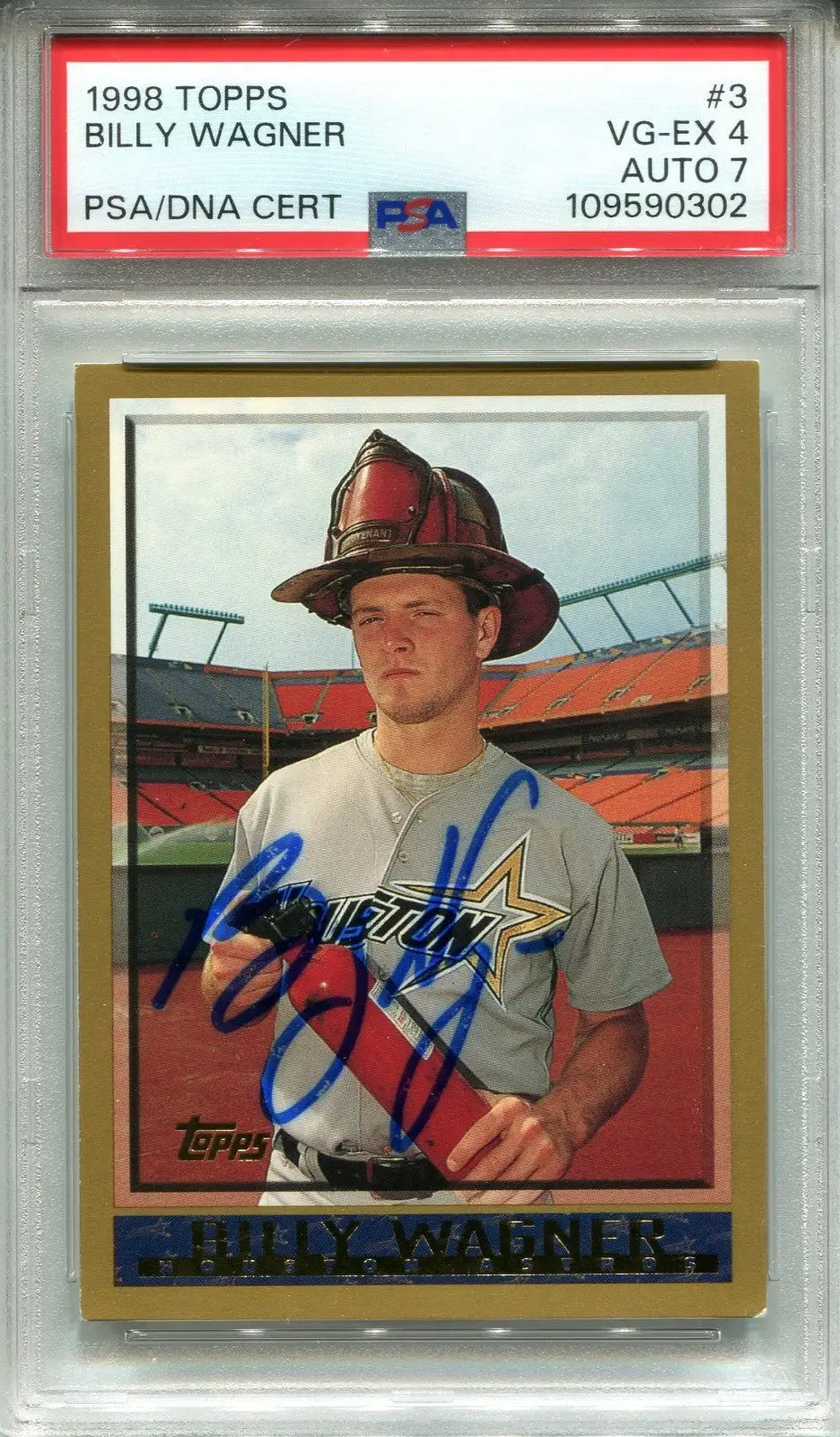 Billy Wagner 1998 Topps autographed baseball card graded PSA 4 DNA 7