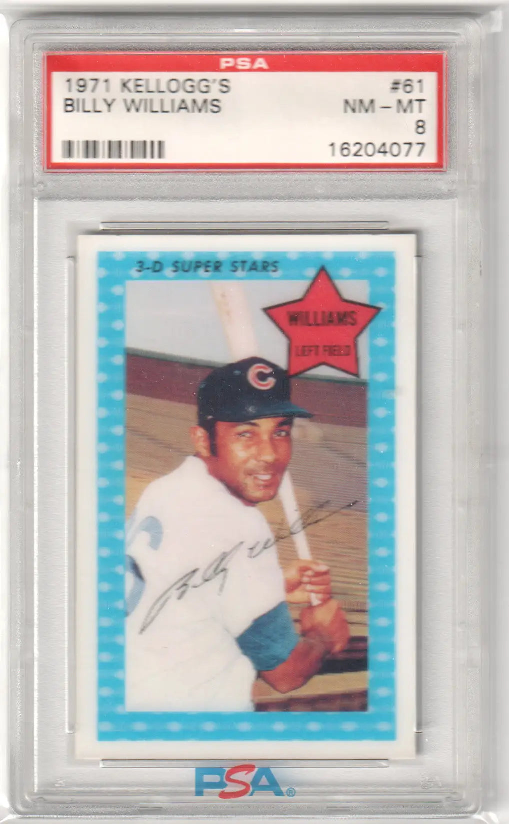Graded 1971 Kellogg’s Billy Williams baseball card from Columbia Hobby featuring Billy Williams