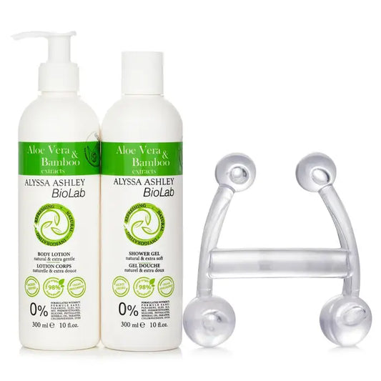 Biolab Aloe Vera and Bamboo Body Lotion, Shower Gel, and Facial Massager set