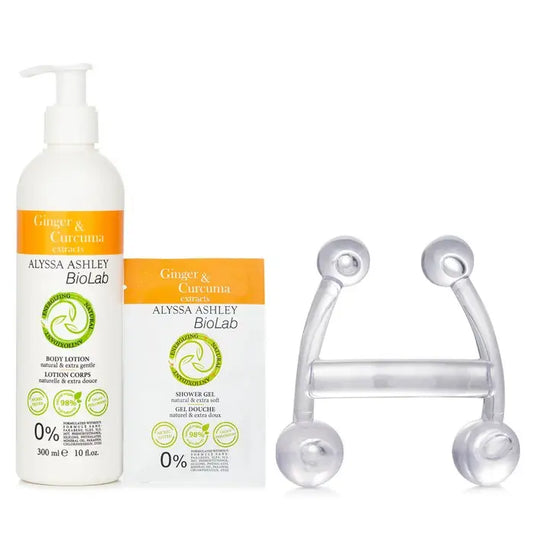Biolab Ginger Curcuma Extract Body Lotion Shower Gel and Facial Massager set