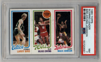 Bird/Erving/Johnson 1980-81 Topps #6 PSA 7 Near Mint 0697 - Singles
