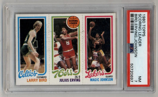 Bird/Erving/Johnson 1980-81 Topps #6 PSA 7 Near Mint 0697 - Singles