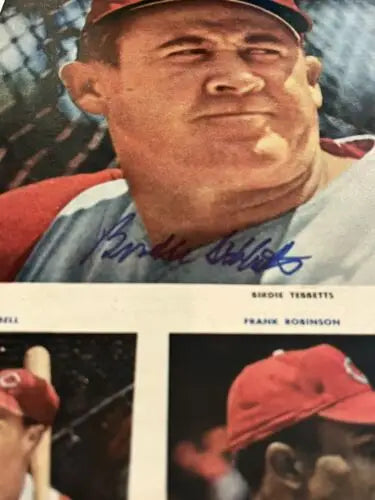 Birdie Tebbetts signed magazine page photo autographed Cincinnati Reds baseball card