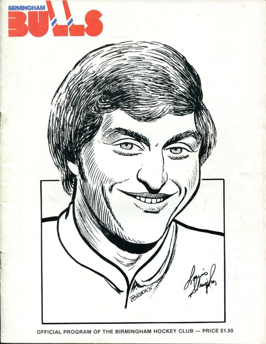 Birmingham Bulls program cover featuring Louis Sleigher and Scott Campbell in January 1979