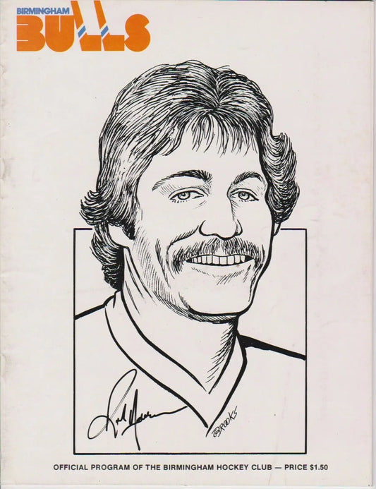 Birmingham Bulls hockey program featuring Rick Adduono and Ernie Wakely from 1979