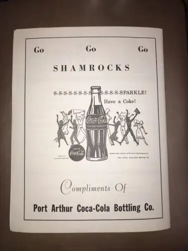 Vintage Coca-Cola advertisement featured in Bishop Byrne Shamrocks v Marian Colts TX High School Program