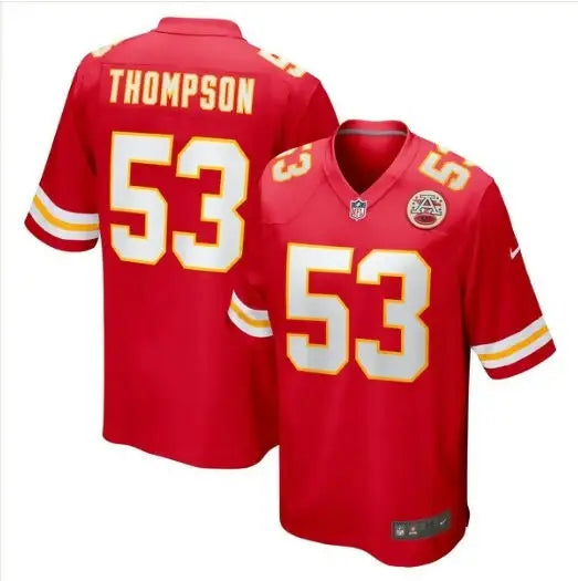 Red BJ Thompson Kansas City Chiefs Nike Game Jersey with THOMPSON 53 name and number