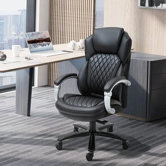 Black Big and Tall Diamond Stitching Executive Adjustable Height Office Chair - Office Chair
