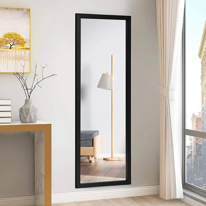 Black Full Length Bedroom Mirror with Over the Door or Wall Mounted Design - Mirrors