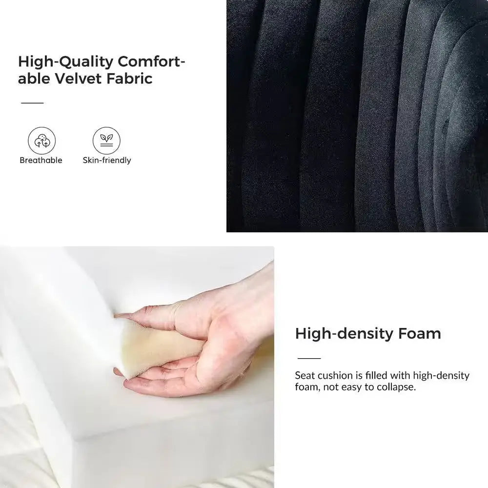 Velvet wingback accent chair with gold metal legs, dark gray fabric, and high-density foam