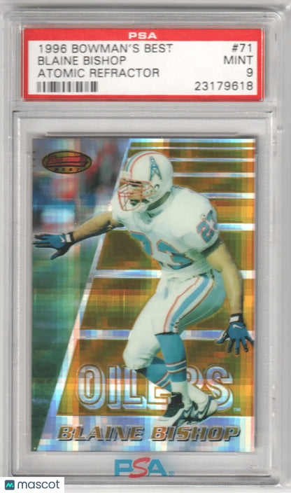 Graded Blaine Bishop football card Columbia Hobby Atomic Refractor PSA 9 MINT