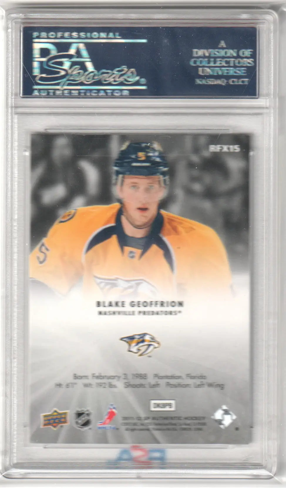 Graded Blake Geoffrion 2011-12 SP Authentic Rookie Holo F/X card PSA 10 GEM MINT