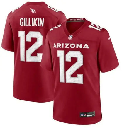 Red Arizona Cardinals #12 Gillikin football jersey displayed in Blake Gillikin Nike Team Game Jersey