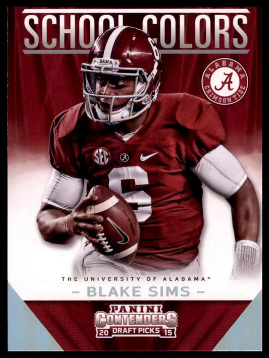 Football trading card of Blake Sims in Alabama Crimson Tide uniform from Panini Contenders Draft Picks