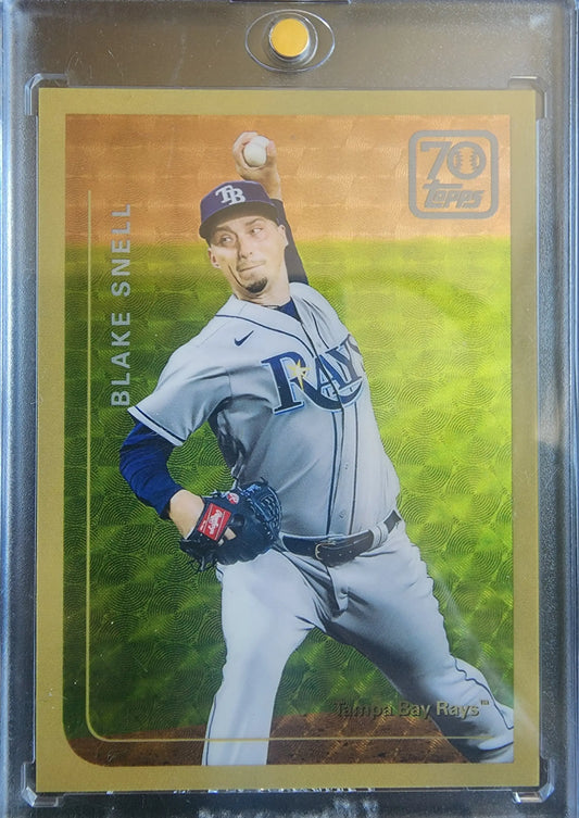 Blake Snell Tampa Bay Rays pitcher card Topps Chrome 70th Anniversary Superfractor 1/1