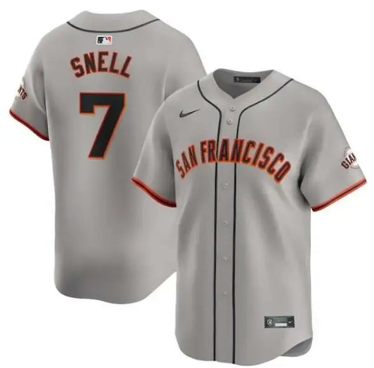 Gray San Francisco Giants Nike Away Limited jersey with SNELL 7 on the back