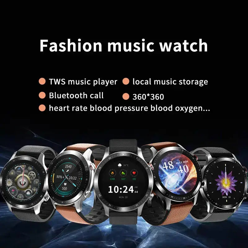 Fashion music smartwatches showcasing blood pressure heart and pressure heart rate features