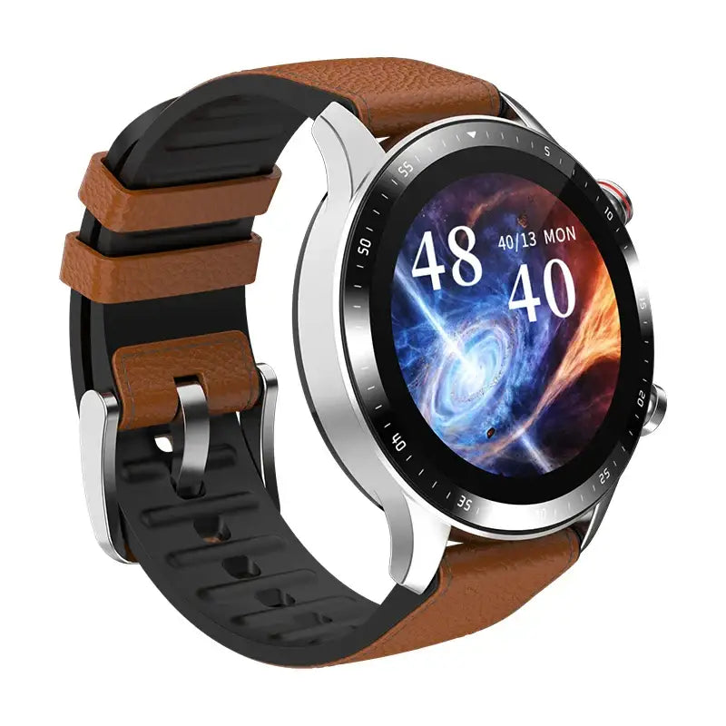 Smart Watch with cosmic display, two-tone strap, and blood pressure heart rate tracker