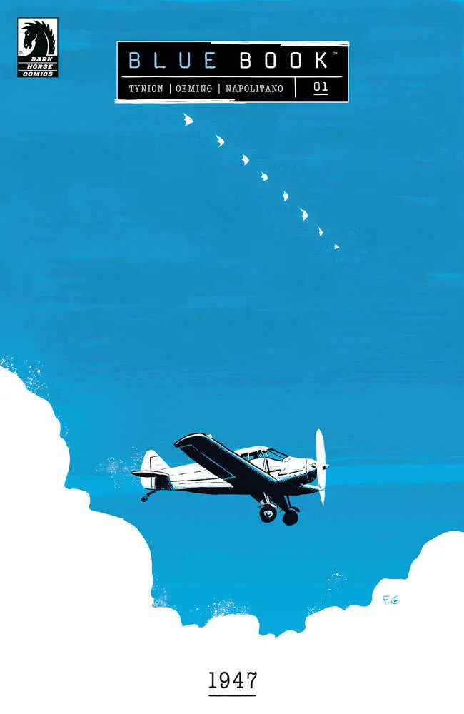 Single-engine propeller aircraft flying in blue sky on Blue Book: 1947 #1 baseball cards